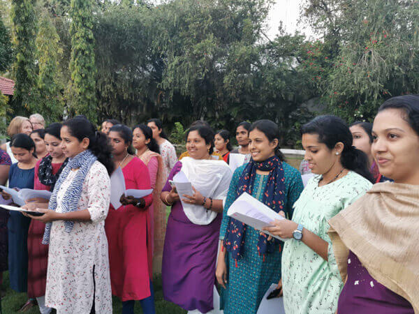Nurses receiving their letters of employment 